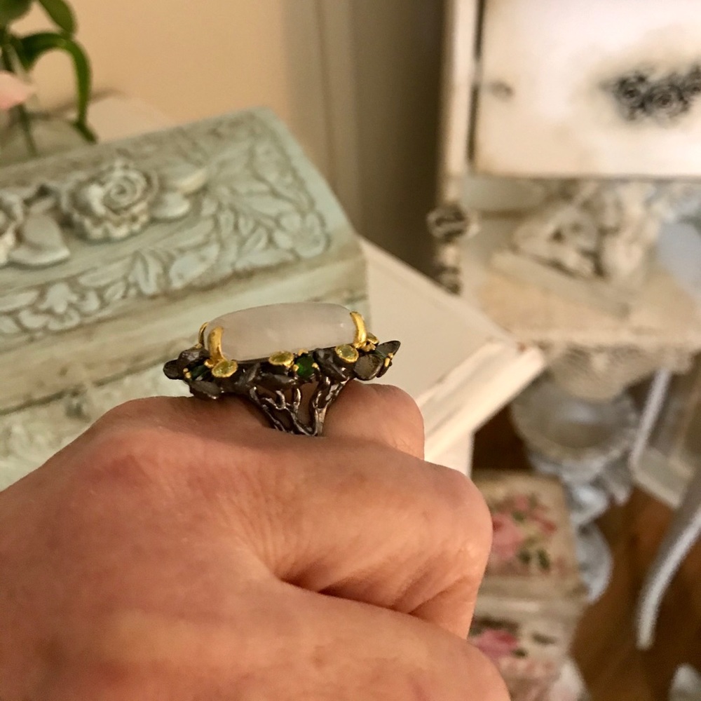 Natural moonstone statement ring - Picture 4 of 8